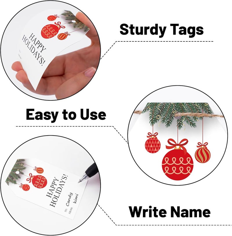 Alynta Holiday Gift Tags - Happy Holidays Gift Tags with String Christmas Name Tag 50Pcs Xmas Tag for Presents Gift Wrapping Christmas Holiday Decorations - Image 3
